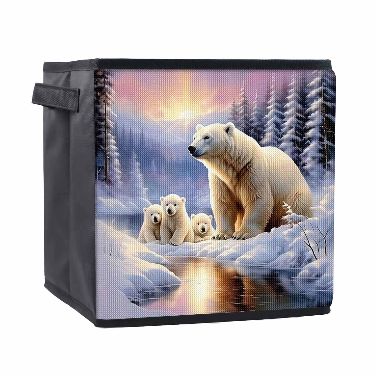 

The Polar Bear and His Cubs 5D Diamond Painting Storage Basket Full Round Drill Mosaic Diamond Embroidery Cross Stitch Kits Home Decor Home Decor 25cmx25cm