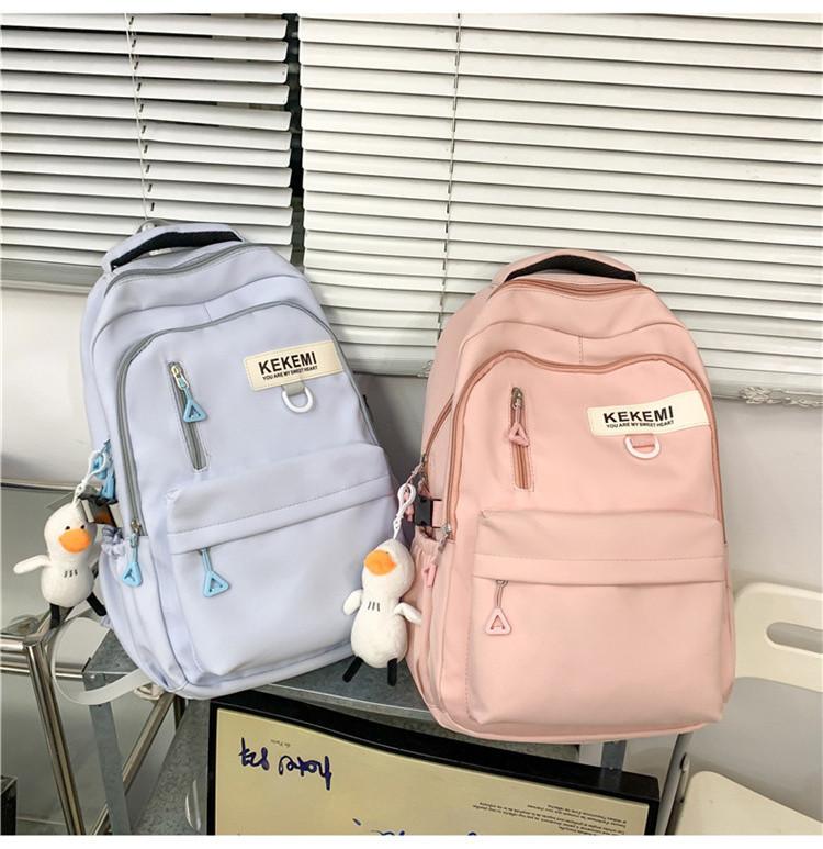 Large Capacity Nylon College Style Backpack For Men And Women High School Students Couples White