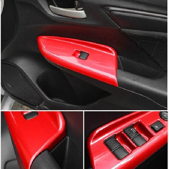 Car Glass Window Switch Lock Panel Trim For Honda Fit/Jazz 2014- Bright Red