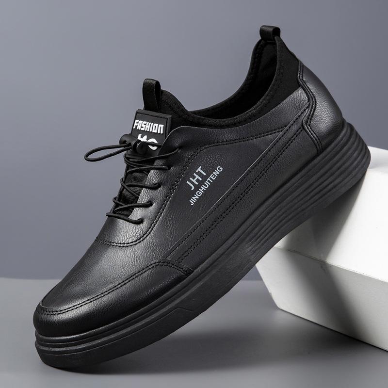 

Кожаная мужская обувь осень мужская кожаная обувь платформа мужская деловая повседневная обувь для доски британская Baita обувь-слипоны Doudou 44 чёрный