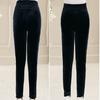 Autumn Winter Women's Fleece-Lined Velvet Pants High-Waist Slim Fit Thickened Warm Plus Size Skinny Pants