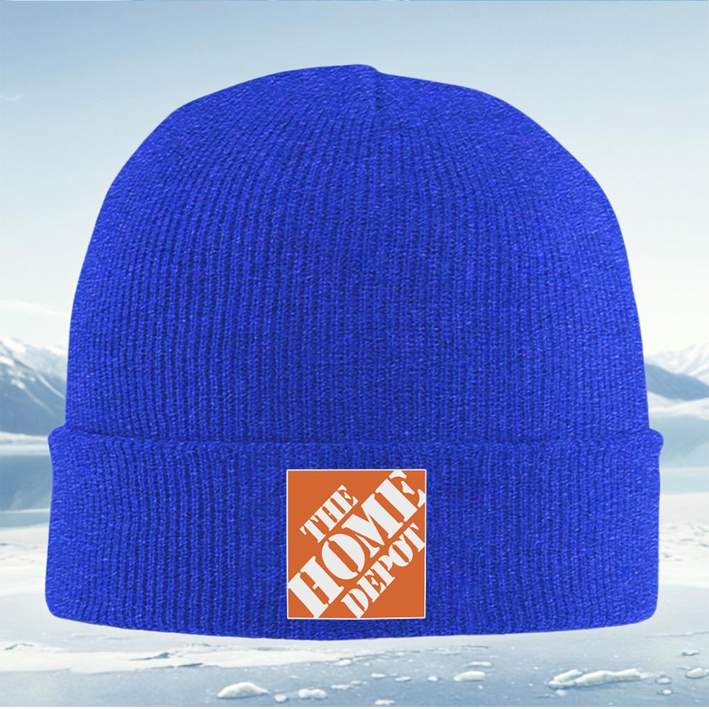 White Words Orange Background Square Logo Men Women Unisex Knitted Hat Beanie Pullover Cap Winter Thermal Warm Christmas Outdoor
