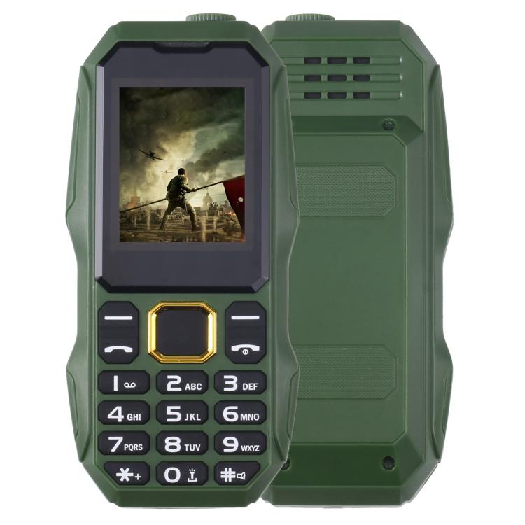 

W2025 Triple Proofing Elder Phone, Waterproof Shockproof Dustproof, 5800mAh Battery, 1.8 inch, 21 Keys, LED Flashlight, Dual SIM зелений