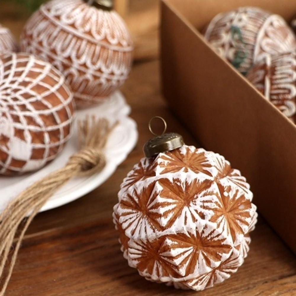 12PCS Brown Christmas Ornament Ball Set Vintage Style Christmas Spheres Pendant  New Year Gift