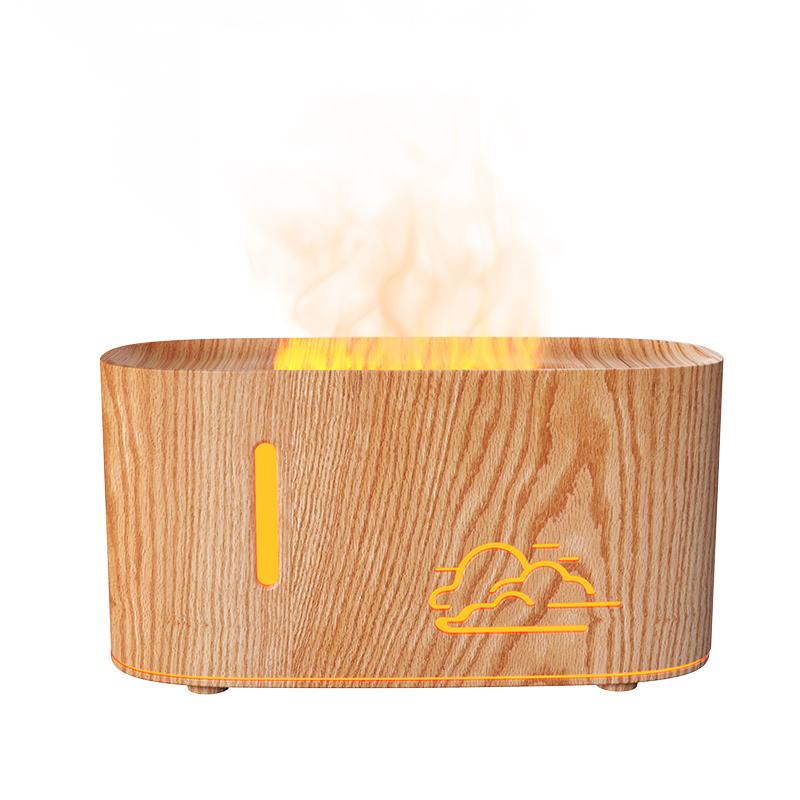 Diffuseur d'arômes à flamme vacillante - Brume automatique, Compact pour la maison/l'hôtel, Diffuseur d'huiles essentielles à grain de bois craquelé