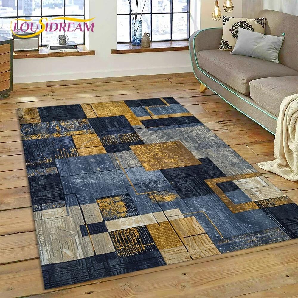 2025 New Style Bohemian Abstract Modern Art Geometry Carpet Rug for Living Room Bedroom Home Sofa Decoration,Non-slip Floor Mat
