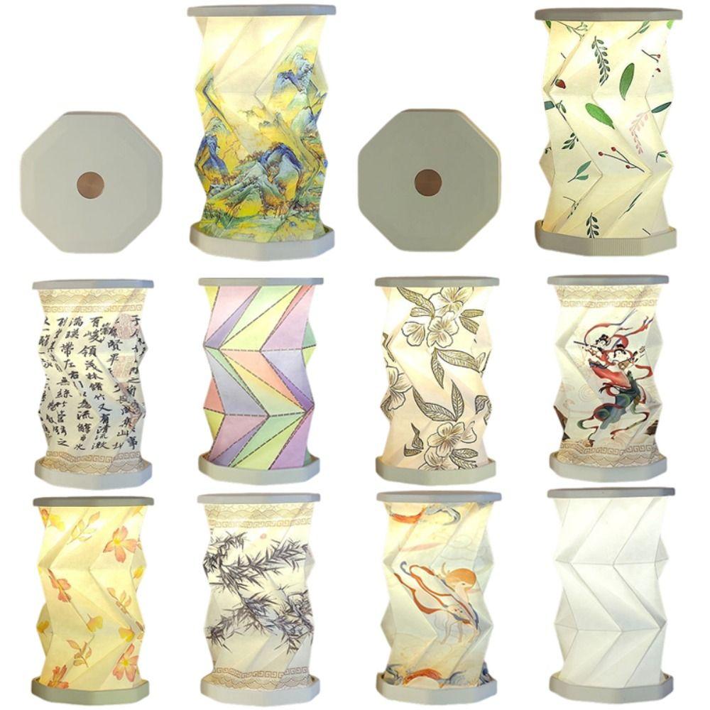 Portable Folding Table Lamp Rechargeable Night Light Foldable Paper Lamp  Bedroom Living Room