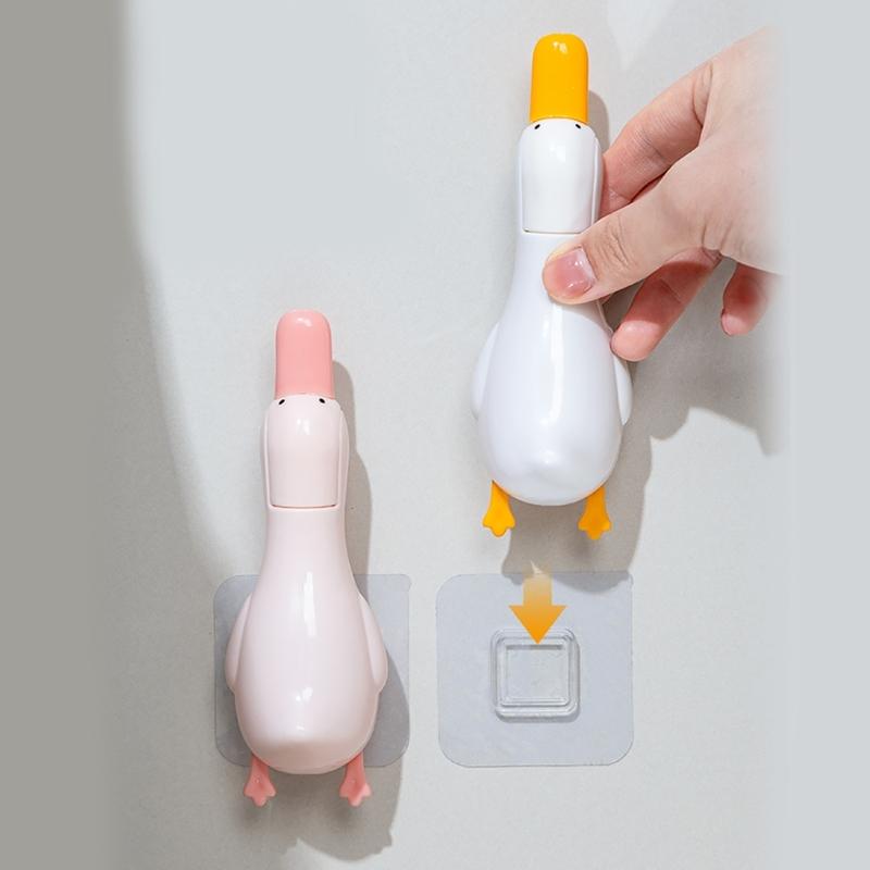 Adorable Duck Shapeds Hair Clip Wall Mounted Double Head Bathroom Organizers For Hair Accessories Cleaning Tool