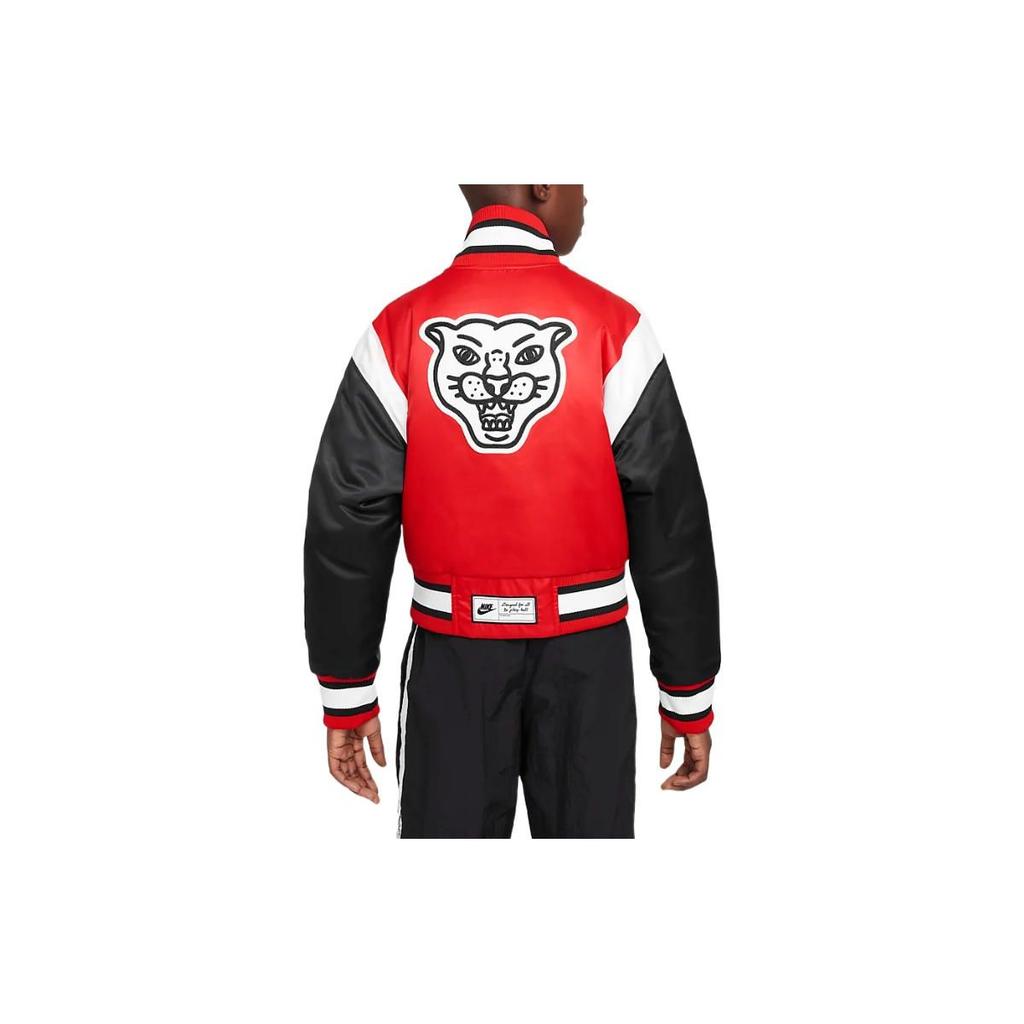 Nike Color Block Long Sleeve Jacket With Animal Embroidery On The Back Kids jackets Red DV3103-657