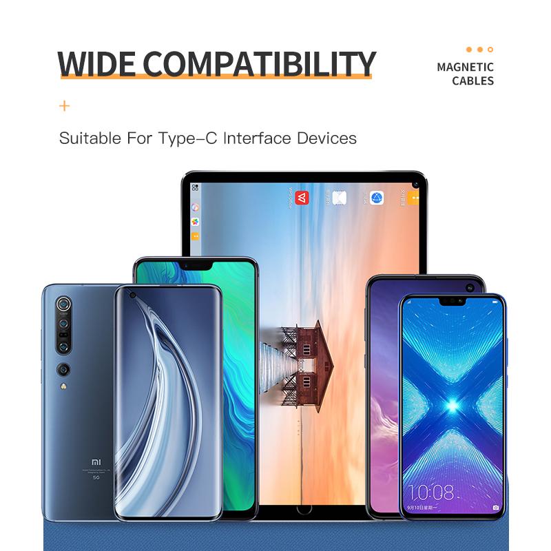 Kuulaa Manyetik USB şarj aleti kablosu Tip C Kablo Samsung S20 S10 xiaomi redmi huawei P10 P30 P40 iPad Hızlı Şarj Kabloları Telefon Veri Kodu