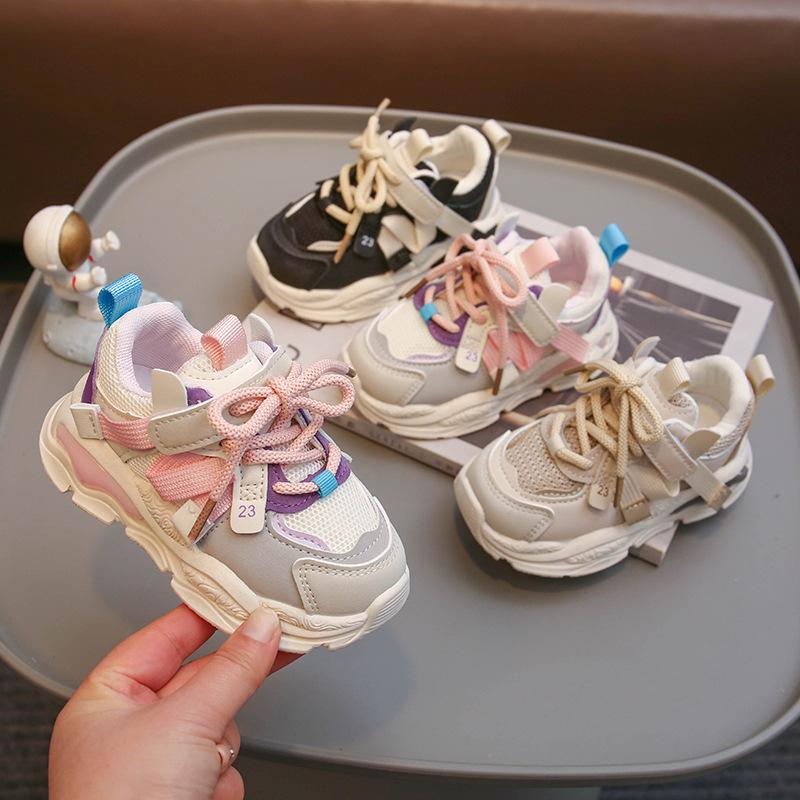 Children's Sports Shoes Trendy Dad Shoes Mesh Breathable Running Shoes Color Matching Soft Sole Casual Shoes