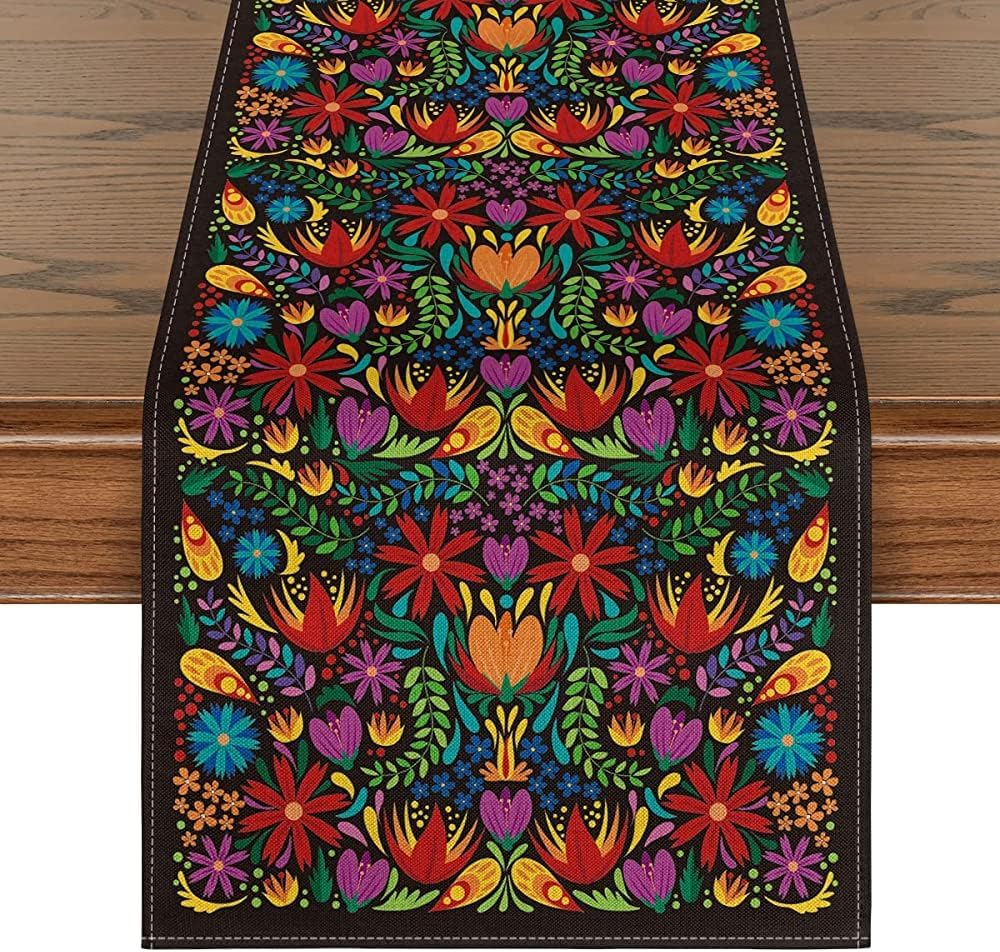 Mexican Day of The Dead Table Runner Dresser Scarves Decor Reusable Dia De Los Muertos Kitchen Dining Table Runner Party Decor