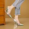 Spring Pumps Women Shoes Flower Totem Slip-On Shallow Shoes Wedding Party Pointed Toe High Heels Pump Femme Special-shaped Heel