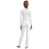 Girls Shiny Rhinestones Full Body Leotard Mock Neck Long Sleeve Sheer Mesh Patchwork Jumpsuit Figure Skating Bodysuit