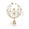 Christmas Tree Top Finial | Glittery Openwork Design, Gold-Toned, Ornament, for