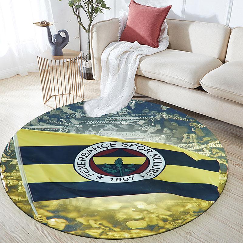 Fenerbahce Players Pattern Round rug,Carpet Rug for Living Room Bedroom Playroom ,Non-slip Floor Mat,Holiday Gifts and Birthday Gifts.