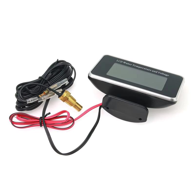HD LCD 2 in 1 Car Water Temperature Gauge Voltmeter Waterproof 10mm Sensor 12V 24V for Car Truck SUV RV with Alarm Function