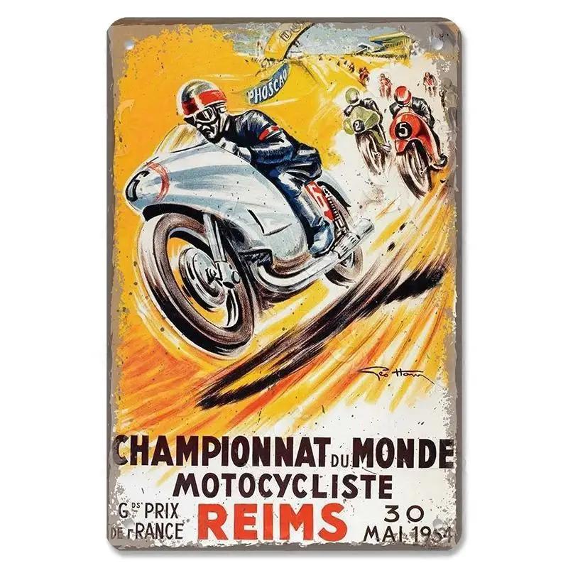 Vintage Metal Sign Motorcycle Poster Decor TT Racing Metal Tin Plate Living Room Wall Garage People's Cave Restaurant Art Decor