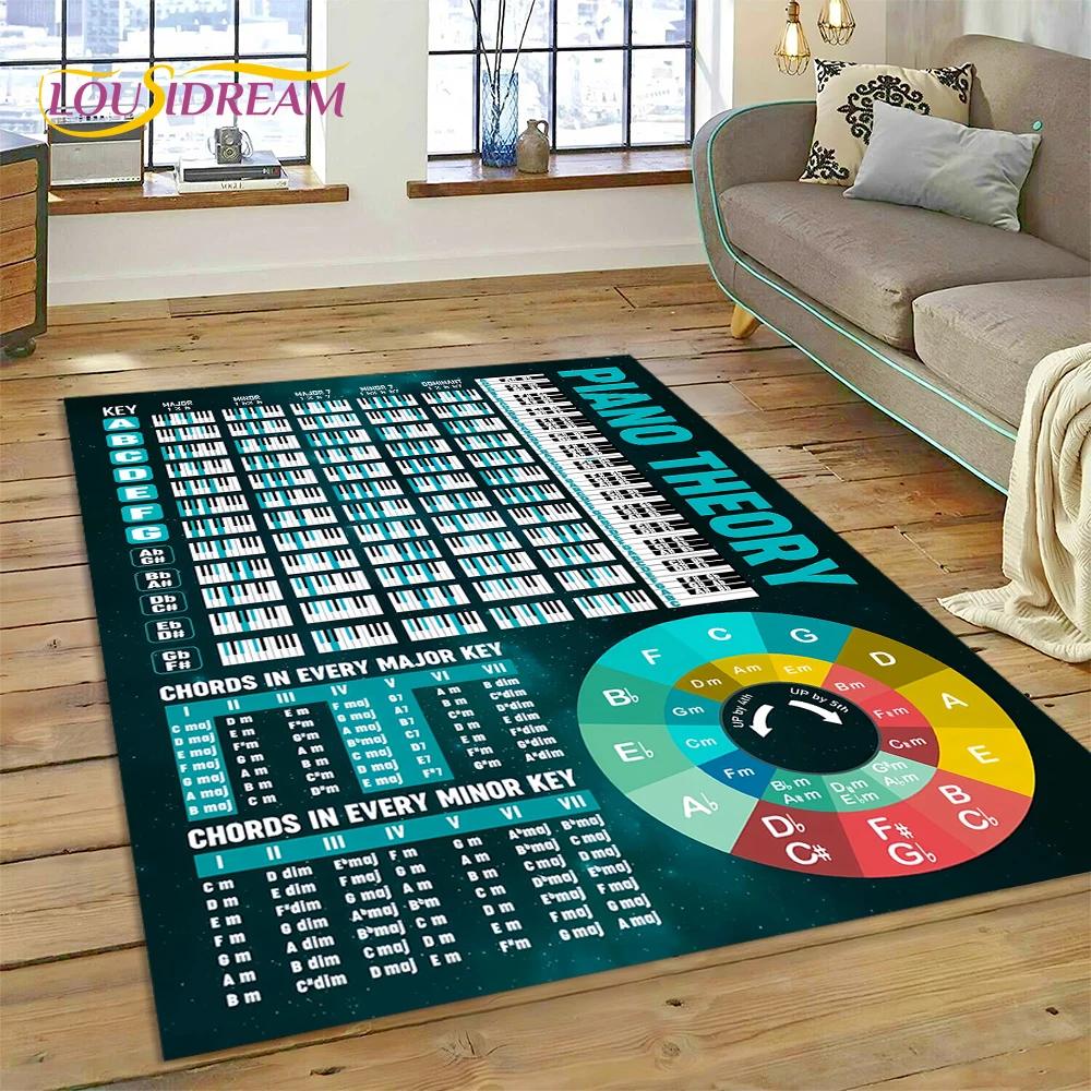 3D Guitar Chords Theory Chart Music Carpet Rug for Bedroom Living Room Home Sofa Decoration,Children Game Large Decor Floor Mat
