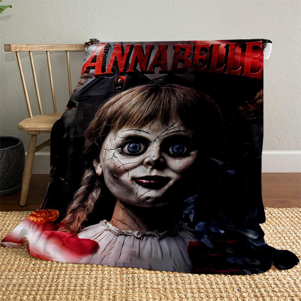 1 Pezzo Annabelle Horror Coperta in Flanella da Esterno Morbido Peluche Decorazione per Picnic, Campeggio, Camera da Letto, Sala Giochi, Ufficio1173A