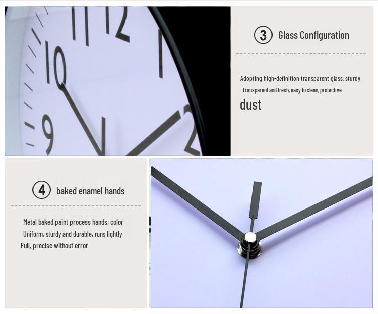 12" Minimalist Silent Metal Wall Clock - Round, Stylish, Simple Home Design, Customizable