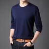 Men S Cotton Long Sleeve Round Neck Casual Solid T Shirt