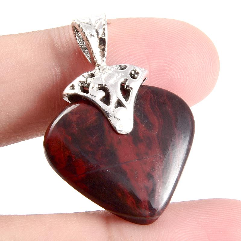 Natürlicher Roter Jaspis Edelstein 925 Massiv Sterlingsilber Schmuck Anhänger 1,2'' l4m88