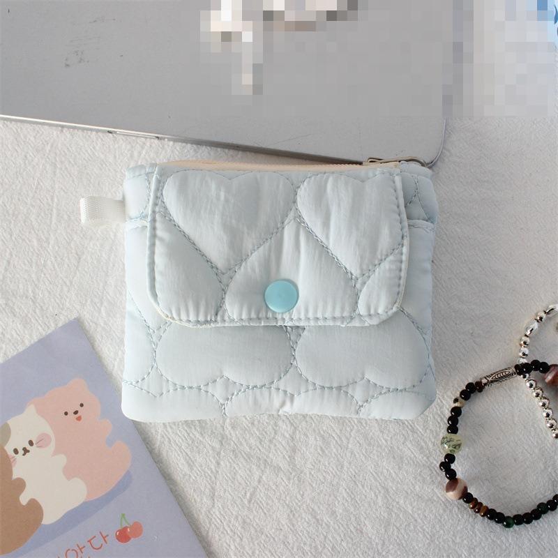 Cute Style Quilted Card Case  ID Case  Multi-function Flip Snap Storage Bag  Portable Coin Purse  Bluetooth Headset Bag