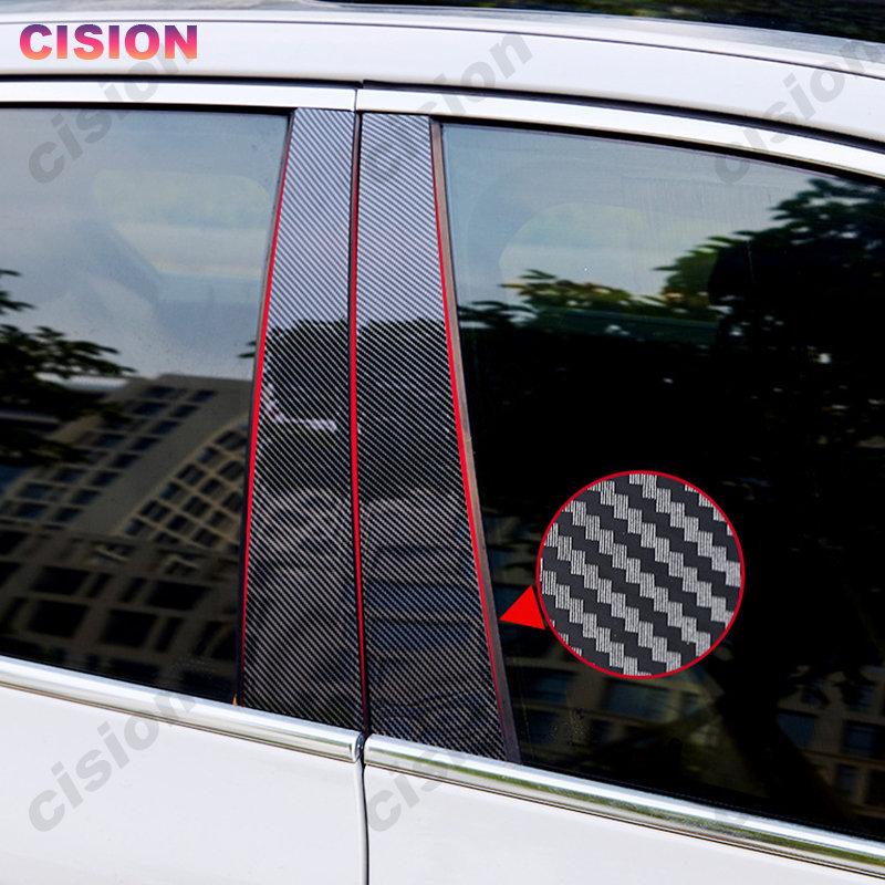 For Subaru XV Crosstrek 2011-2017 Glossy Black Mirror Effect Car Window Door Column B C Pillars Post PC Cover Trim Carbon Fiber