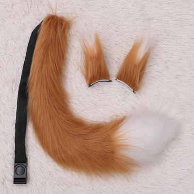 Fox Ears Tail Set Handmade Plush Animal Cosplay Props Realistic Design Role Play Halloween Party Accessories