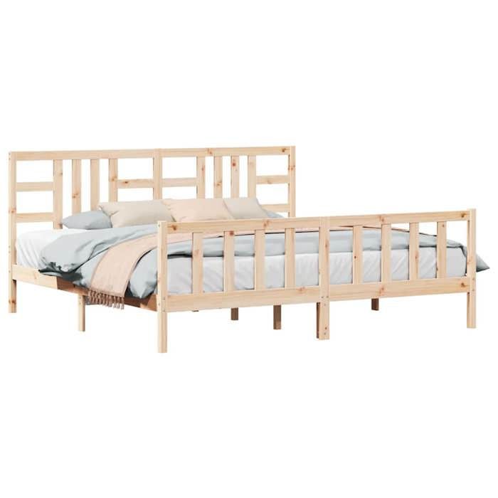 VidaXL Cadre de lit avec tête de lit 200x200 cm bois massif 3191991