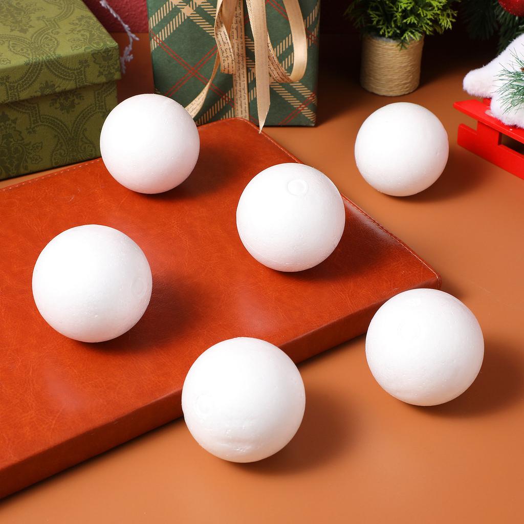 10 stk 6 cm Solide Polystyrenkugler Hvide Runde Håndværkskugler til Julepyntfremstilling Festdekoration DIY Maling