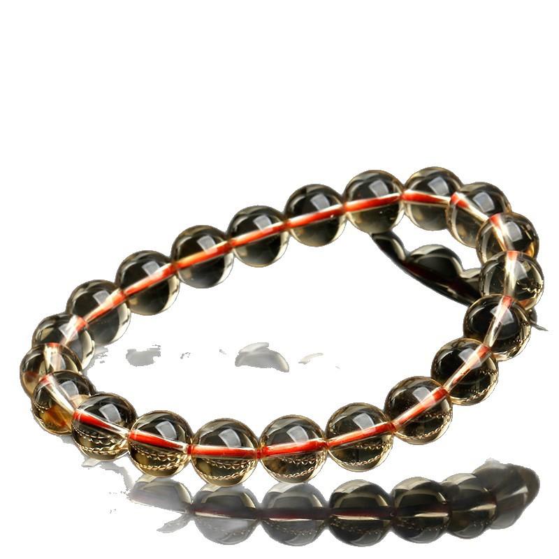 Hongchu Crystal Natural7A Premium Yellow Citrine Round Bead Bracelet Brazilian Citrine Bracelet Semi-finished Product