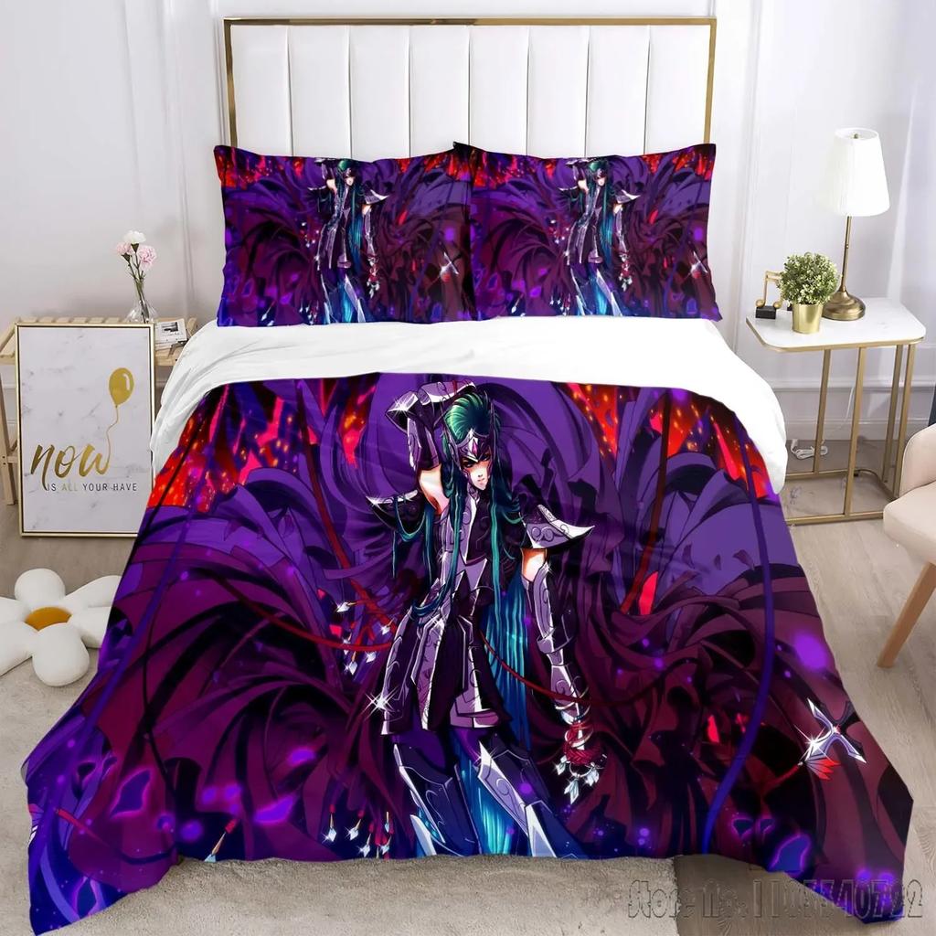 Admire Saint Seiya Pattern Cartoon Duvet Cover Set HD Comforter Cover for Kids Bedding Sets Bedclothes Bedroom Decor