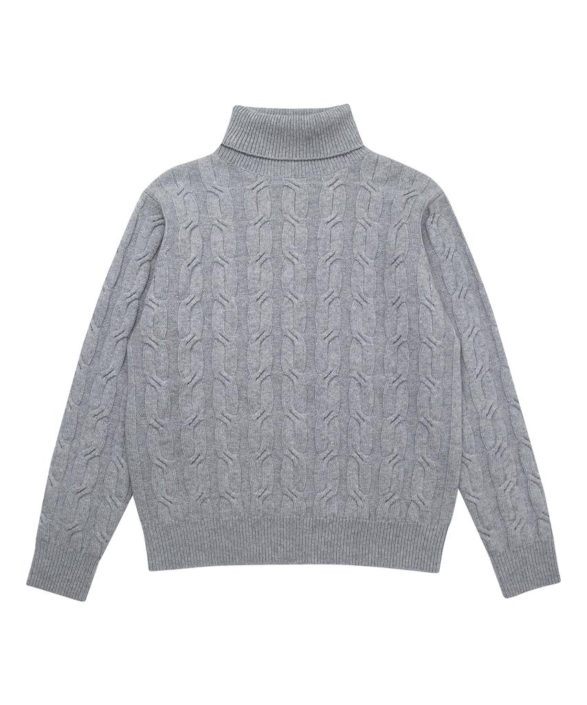 SOLEW Turtle Cable Sweater_Gray