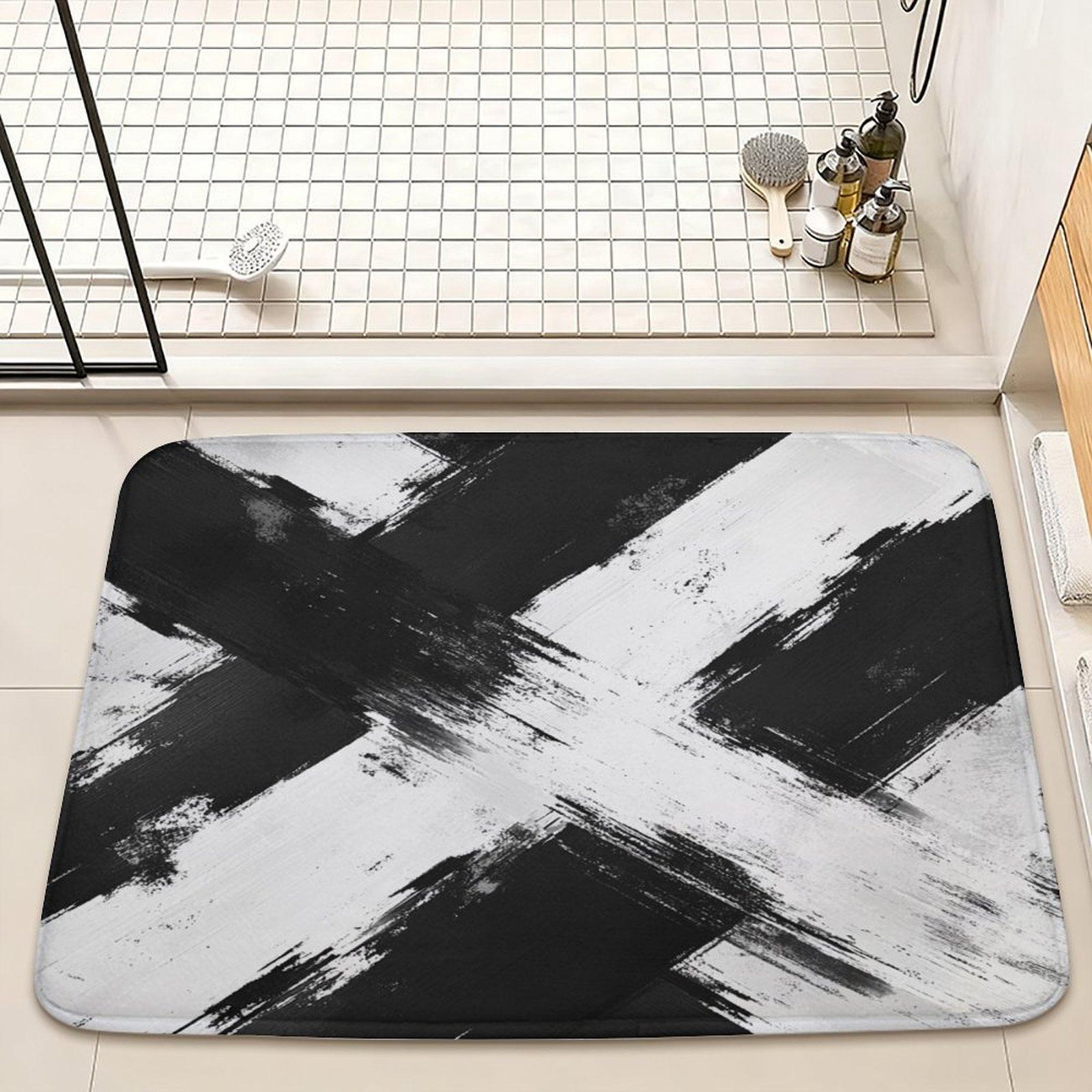

Abstract Brushstroke Door Mat – Bold Black & White Geometric Design, Modern Art-Inspired Entryway Mat for Bathroom, Kitchen 40x60cm16x24in