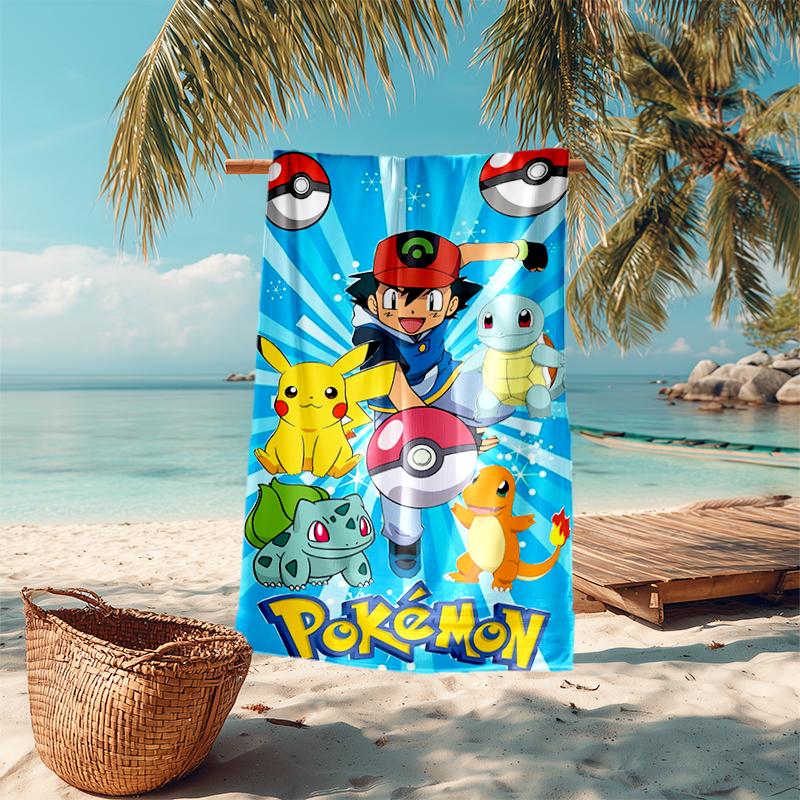 Pokémon beach towel Outdoor camping Beach towel for vacation swim Outdoor pool Absorbent bath towel