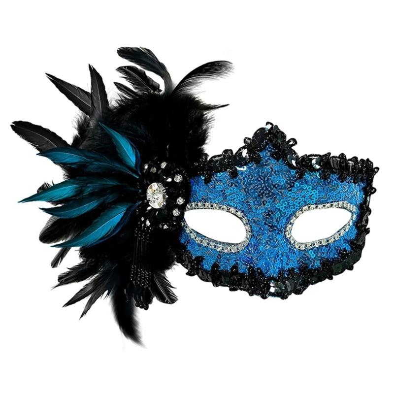 Halloween Costume Mask Feather Mask Masquerade Mask Party Mask Venetians Mask Rhinestones Mask Half Face Mask