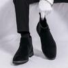 Mens Chelsea Boots Winter Suede-Like PU Round Toe Thick Sole Retro Style Mid-Calf Fashion Footwear
