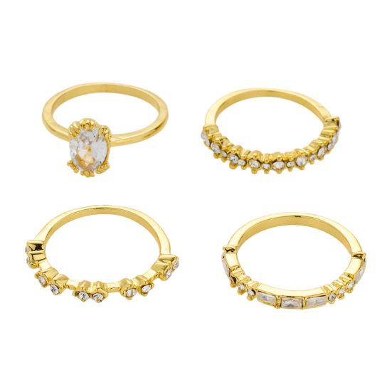 4 Pcs Stackable Rings for Women, Sparkly Cubic Zirconia Rings, Minimalist Statement Wedding Engagement Promise Rings