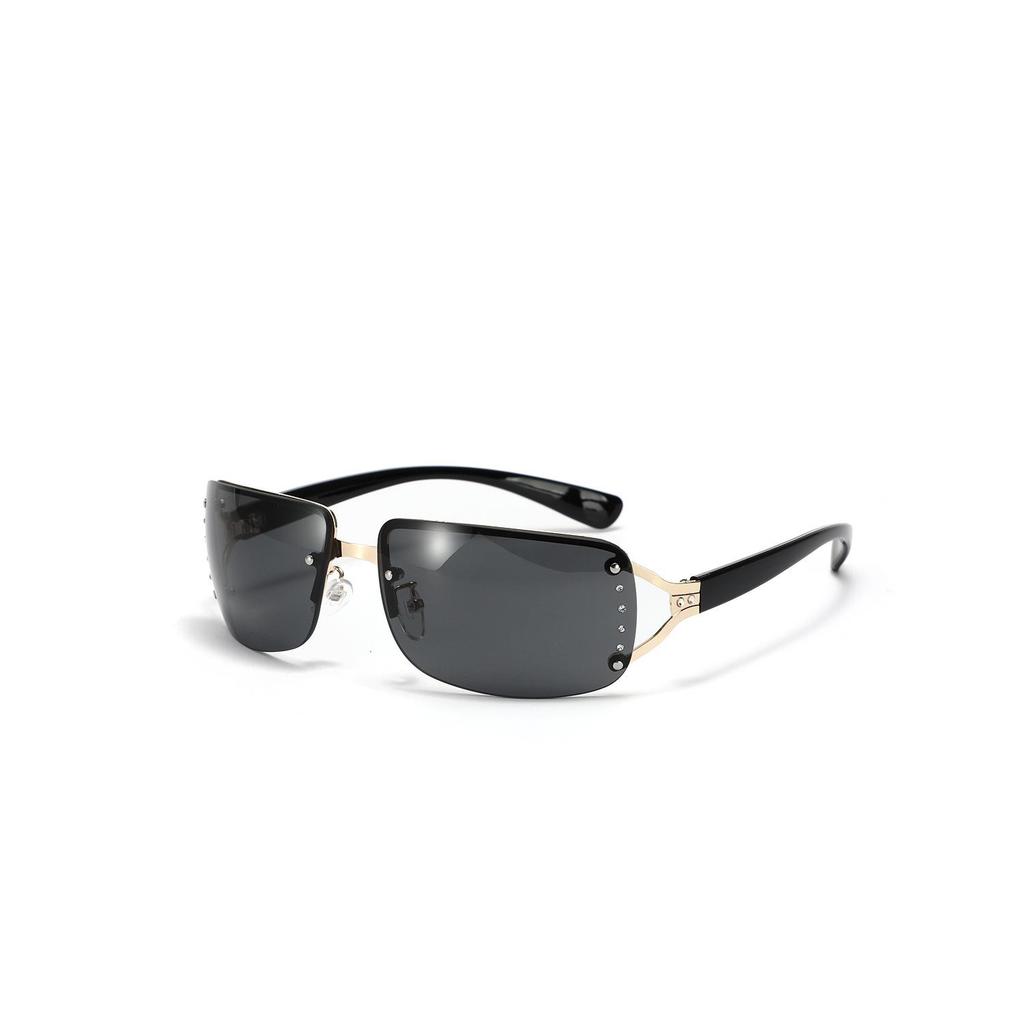 Xunge Frameless Rhinestone Sunglasses - Unisex Y2K Square Metal Style