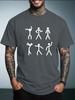 Unisex Summer White Short Sleeve Tee Simple Stick Figure Dancing People Graphic Print Crew Neck Loose Casual Male Fashion Tops
