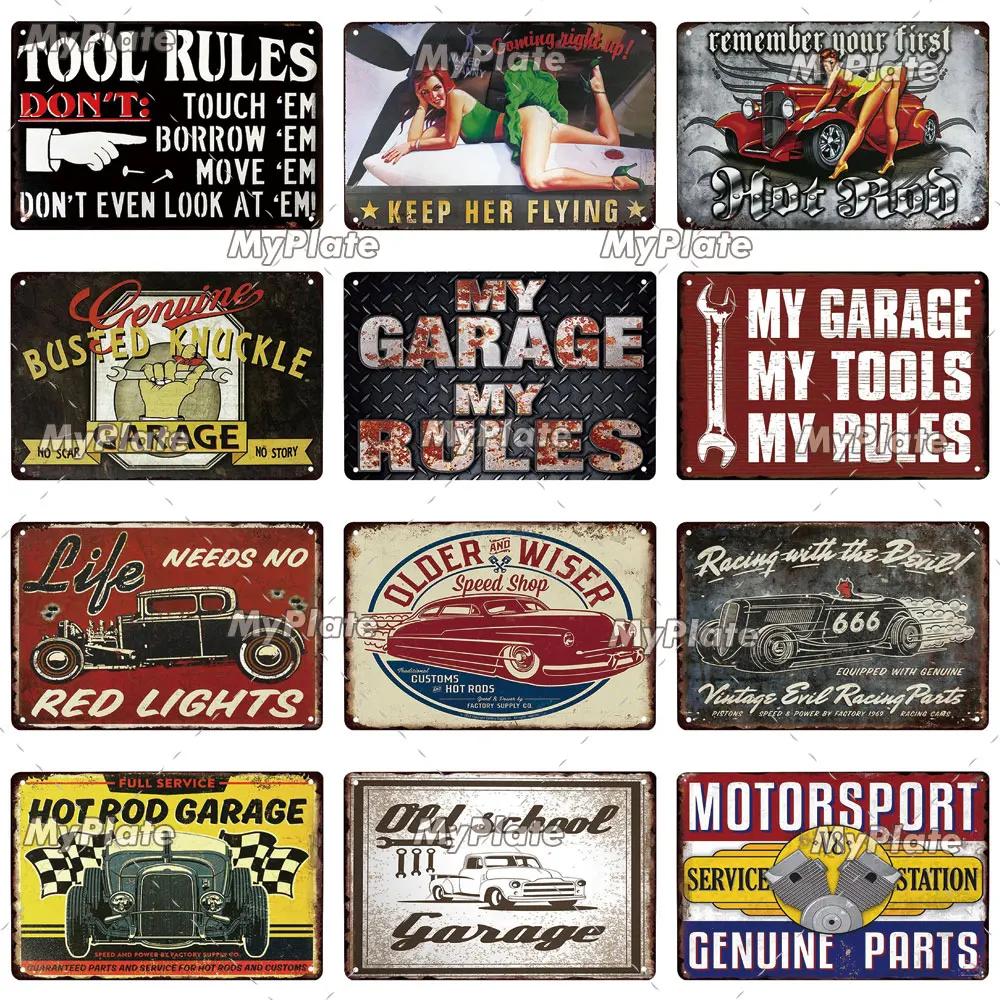 Hot Rod Garage Vintage Metal Sign Tin Sign Vintage  Decoration Plaque Home Wall Decor Bar Sign Home Decor Poster Drop Shipping