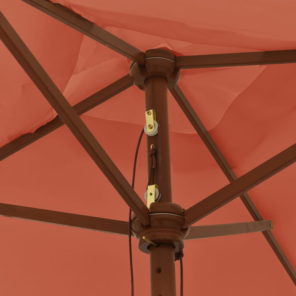 Vidaxl Garden Parasol On Wooden Pole, Terracotta, 198X198X231 Cm