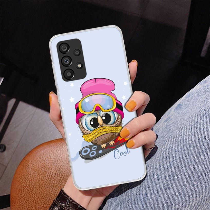 Cute Owl Hearts Lover Phone Case For Samsung Galaxy A17 A16 A15 A14 A13 A57 A56 A55 A54 A53 A37 A36 A35 A34 A33 A26 A25 A24 A23