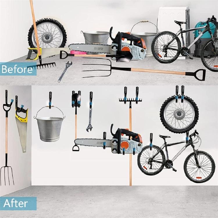 Practical Steel Wall Hooks For Bike Storage 6 Pack Space Saving Garage Organizers With Nonslip Coating