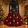 Damen Vintage Christmas Print Rundhals Freizeitkleid