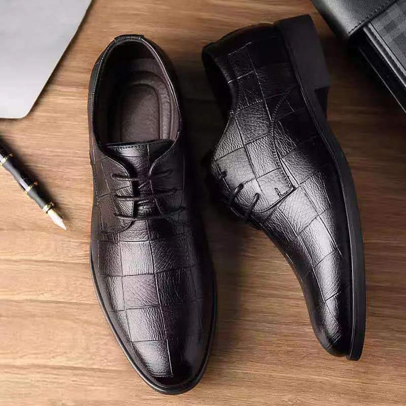 New checkered suit men's business leather shoes formal men's shoes trendy versatile casual work best man shoes wedding shoes men