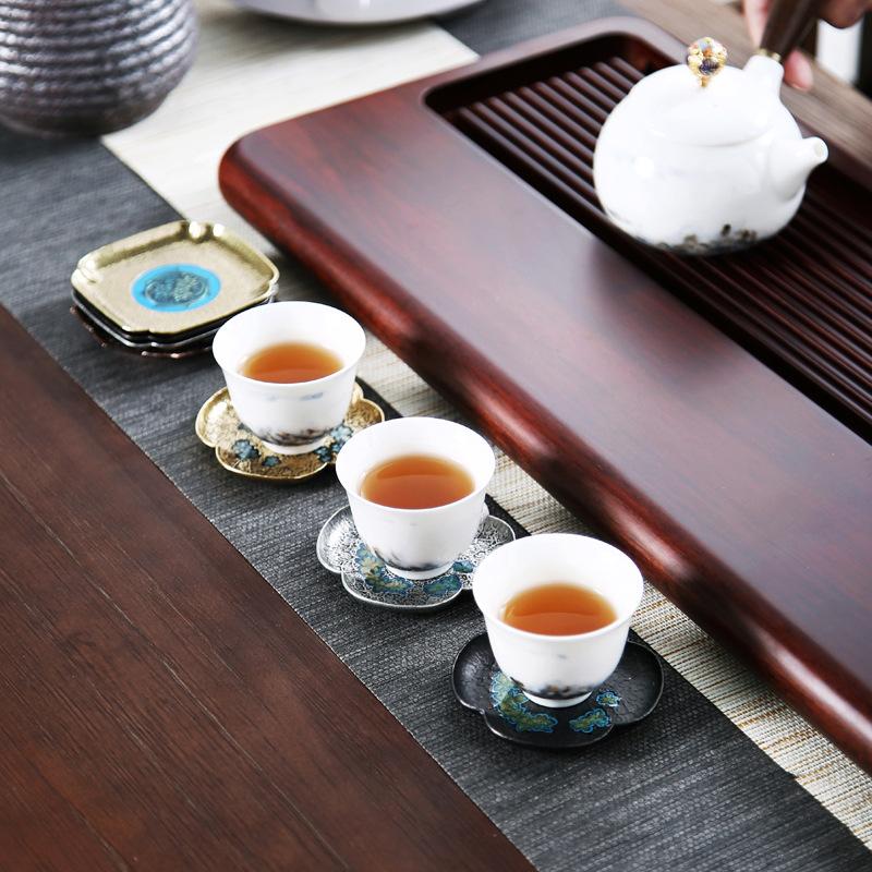 Japanese Antique Copper Coasters Retro Heat Insulation Cup Holder Mat Pad Chinese Kung Fu Gungfu Tea Ceremony Tea Trays Teaware