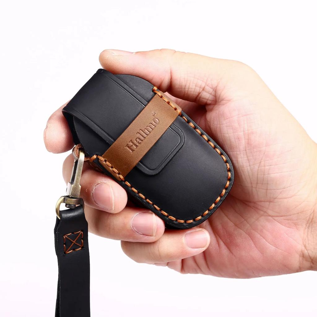 Leather Car Key Case Cover Fob Protect For Hyundai Fista I30 I35 I40 Kona Elantra Solaris Grandeur Accent Santa Fe Holder Shell